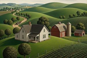 Grant Wood - American Gothic / Regionalist Landscapes